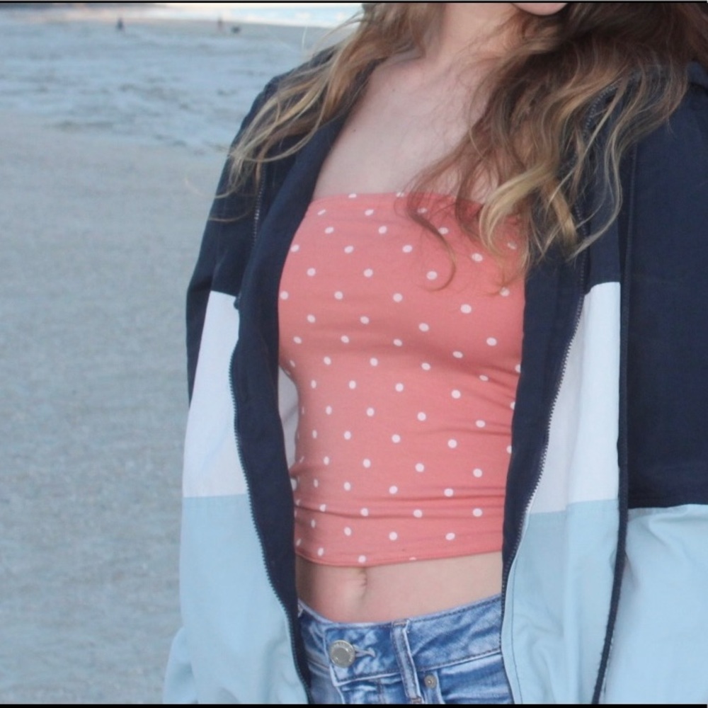Orange and white Polka dot tube top